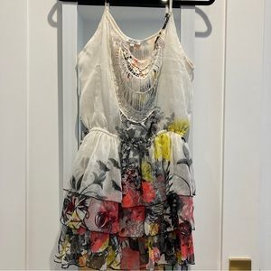 Buffalo Floral Ruffle Minidress with Crochet Detail